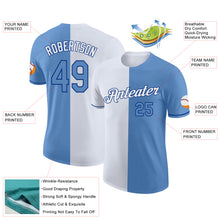 Load image into Gallery viewer, Custom Light Blue White-Royal Split Fashion Performance T-Shirt
