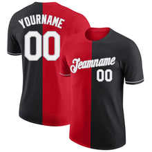 Charger l&#39;image dans la galerie, Custom Black Red-Gray Split Fashion Performance T-Shirt
