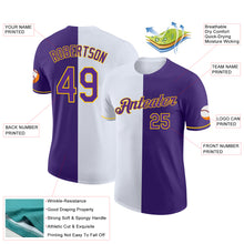 Laden Sie das Bild in den Galerie-Viewer, Custom Purple White-Yellow Split Fashion Performance T-Shirt
