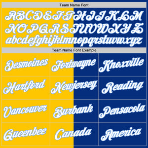 Custom Royal Light Blue-Yellow Split Fashion Performance T-Shirt