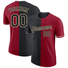 Laden Sie das Bild in den Galerie-Viewer, Custom Crimson Black-Cream Split Fashion Performance T-Shirt
