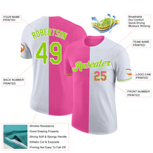 Загрузить изображение в средство просмотра галереи, Custom White Neon Green-Pink Split Fashion Performance T-Shirt
