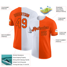 Laden Sie das Bild in den Galerie-Viewer, Custom Orange White-Black Split Fashion Performance T-Shirt
