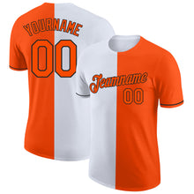 Laden Sie das Bild in den Galerie-Viewer, Custom Orange White-Black Split Fashion Performance T-Shirt
