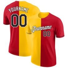 Charger l&#39;image dans la galerie, Custom Red Black-Yellow Split Fashion Performance T-Shirt
