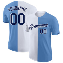 Загрузить изображение в средство просмотра галереи, Custom Light Blue Navy-White Split Fashion Performance T-Shirt
