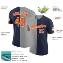 Laden Sie das Bild in den Galerie-Viewer, Custom Navy Orange-Gray Split Fashion Performance T-Shirt

