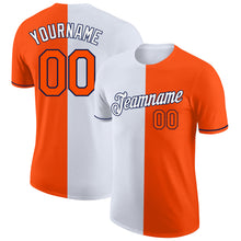 Laden Sie das Bild in den Galerie-Viewer, Custom Orange White-Navy Split Fashion Performance T-Shirt
