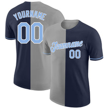 Загрузить изображение в средство просмотра галереи, Custom Navy Light Blue-Gray Split Fashion Performance T-Shirt
