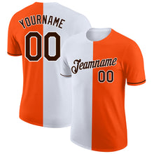 Laden Sie das Bild in den Galerie-Viewer, Custom Orange Brown-White Split Fashion Performance T-Shirt
