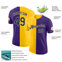 Laden Sie das Bild in den Galerie-Viewer, Custom Purple Black-Yellow Split Fashion Performance T-Shirt
