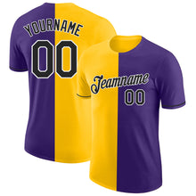 Laden Sie das Bild in den Galerie-Viewer, Custom Purple Black-Yellow Split Fashion Performance T-Shirt
