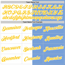 Load image into Gallery viewer, Custom Powder Blue Yellow-White Split Fashion Performance T-Shirt
