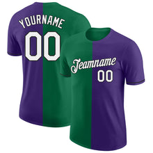Laden Sie das Bild in den Galerie-Viewer, Custom Purple Kelly Green-Black Split Fashion Performance T-Shirt
