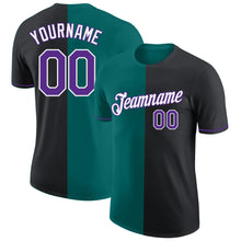 Load image into Gallery viewer, Custom Black Purple-Teal Split Fashion Performance T-Shirt
