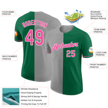 Laden Sie das Bild in den Galerie-Viewer, Custom Kelly Green Pink-Gray Split Fashion Performance T-Shirt
