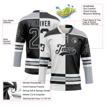 Laden Sie das Bild in den Galerie-Viewer, Custom Black Gray-White Split Fashion Hockey Lace Neck Jersey
