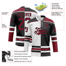 Laden Sie das Bild in den Galerie-Viewer, Custom Black Crimson-White Split Fashion Hockey Lace Neck Jersey
