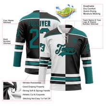 Загрузить изображение в средство просмотра галереи, Custom Black Teal-White Split Fashion Hockey Lace Neck Jersey
