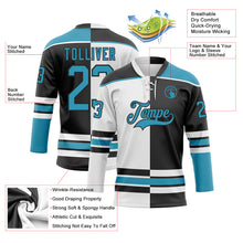 Laden Sie das Bild in den Galerie-Viewer, Custom Black Panther Blue-White Split Fashion Hockey Lace Neck Jersey

