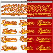 Load image into Gallery viewer, Custom Red Gold-White Split Fashion Hockey Lace Neck Jersey
