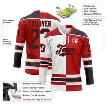 Load image into Gallery viewer, Custom Red Black-White Split Fashion Hockey Lace Neck Jersey

