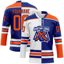 Charger l&#39;image dans la galerie, Custom Royal Orange-White Split Fashion Hockey Lace Neck Jersey
