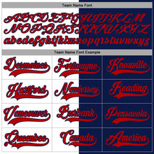 Load image into Gallery viewer, Custom Navy Red-White Split Fashion Hockey Lace Neck Jersey
