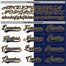 Load image into Gallery viewer, Custom Navy Old Gold-White Split Fashion Hockey Lace Neck Jersey
