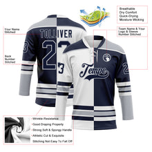 Load image into Gallery viewer, Custom Navy Gray-White Split Fashion Hockey Lace Neck Jersey
