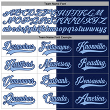 Load image into Gallery viewer, Custom Navy Light Blue-White Split Fashion Hockey Lace Neck Jersey
