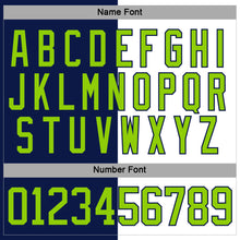 Load image into Gallery viewer, Custom Navy Neon Green-White Split Fashion Hockey Lace Neck Jersey
