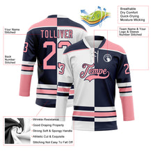 Load image into Gallery viewer, Custom Navy Medium Pink-White Split Fashion Hockey Lace Neck Jersey
