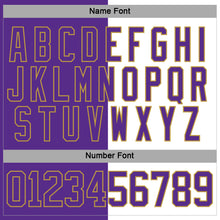 Load image into Gallery viewer, Custom Purple Old Gold-White Split Fashion Hockey Lace Neck Jersey
