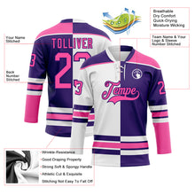 Load image into Gallery viewer, Custom Purple Pink-White Split Fashion Hockey Lace Neck Jersey
