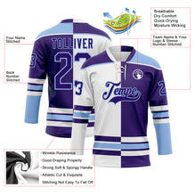 Load image into Gallery viewer, Custom Purple Light Blue-White Split Fashion Hockey Lace Neck Jersey
