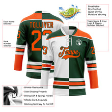 Load image into Gallery viewer, Custom Green Orange-White Split Fashion Hockey Lace Neck Jersey
