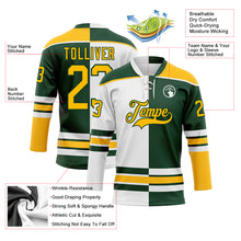 Load image into Gallery viewer, Custom Green Gold-White Split Fashion Hockey Lace Neck Jersey
