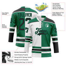 Load image into Gallery viewer, Custom Kelly Green Black-White Split Fashion Hockey Lace Neck Jersey
