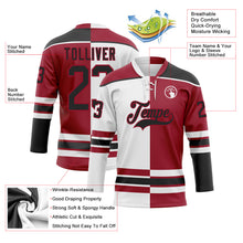 Load image into Gallery viewer, Custom Maroon Black-White Split Fashion Hockey Lace Neck Jersey
