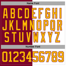 Load image into Gallery viewer, Custom Maroon Gold-White Split Fashion Hockey Lace Neck Jersey
