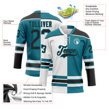 Load image into Gallery viewer, Custom Teal Black-White Split Fashion Hockey Lace Neck Jersey
