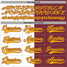 Load image into Gallery viewer, Custom Burgundy Gold-White Split Fashion Hockey Lace Neck Jersey
