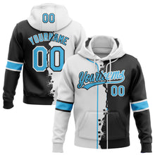Load image into Gallery viewer, Custom Black Sky Blue-White Split Ripped Pattern Baseball Pullover Sweatshirt Hoodie
