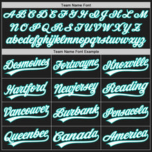 Load image into Gallery viewer, Custom Black White-Aqua Split Ripped Pattern Baseball Pullover Sweatshirt Hoodie
