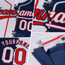 Load image into Gallery viewer, Custom Black Medium Pink-White Split Ripped Pattern Baseball Pullover Sweatshirt Hoodie
