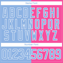 Charger l'image dans la galerie, Custom Pink Light Blue-White Split Fashion Hockey Lace Neck Jersey
