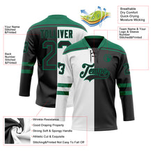 Laden Sie das Bild in den Galerie-Viewer, Custom Black Kelly Green-White Split Fashion Hockey Lace Neck Jersey

