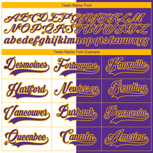 Laden Sie das Bild in den Galerie-Viewer, Custom Purple Gold-White Split Fashion Hockey Lace Neck Jersey
