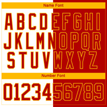 Charger l'image dans la galerie, Custom Red Gold-White Split Fashion Hockey Lace Neck Jersey
